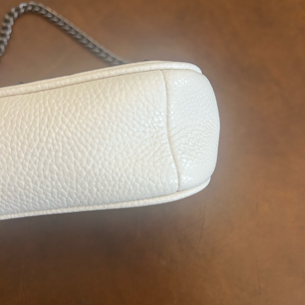 Coach Studded Pebbled Leather Nolita 19 Wristlet Bag Cream/ White  Silver Chain - Picture 6 of 10